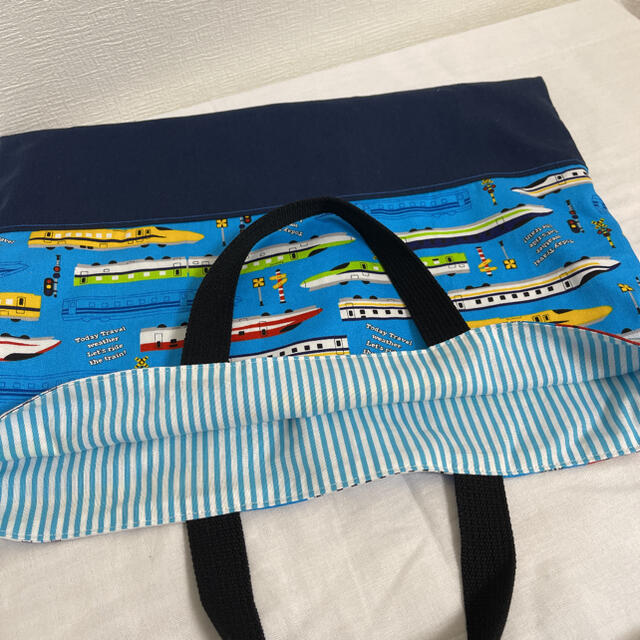 入園入学６点セット　水色　新幹線 ハンドメイドのキッズ/ベビー(バッグ/レッスンバッグ)の商品写真