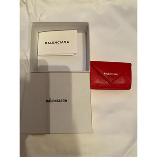 バレンシアガ(Balenciaga)のバレンシアガ　ペーパーミニウォレット　財布　ミニ　レッド　一週間程使用(財布)