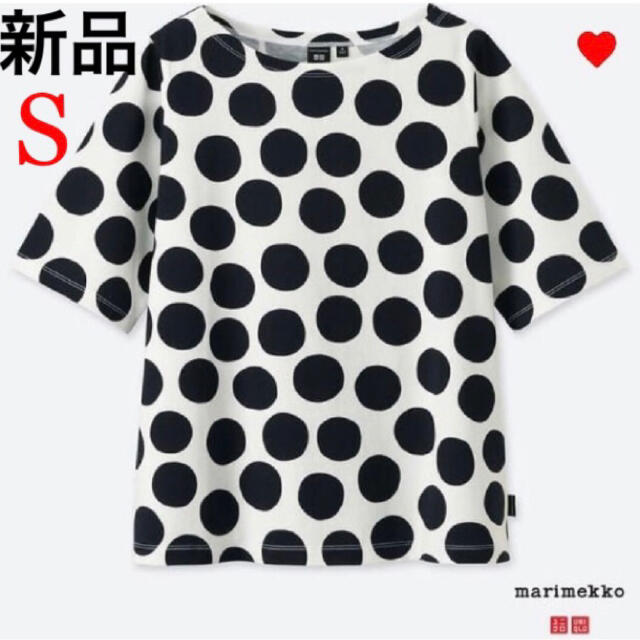 marimekko(マリメッコ)の新品マリメッコ×ユニクロ　グラフィックＴ　ドット　marimekko ブラック レディースのトップス(Tシャツ(半袖/袖なし))の商品写真