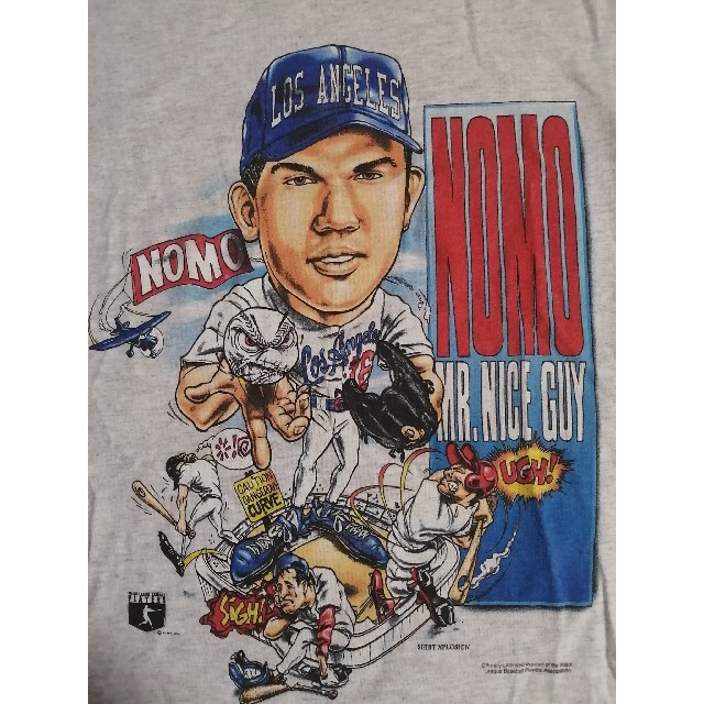 90s USA製 ビンテージ Tシャツ 野茂英雄 NOMO ドジャース M 灰色