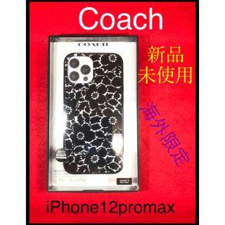 コーチ(COACH)の【新品未使用】コーチ Coach iPhone12ProMax 黒 花 透明(iPhoneケース)