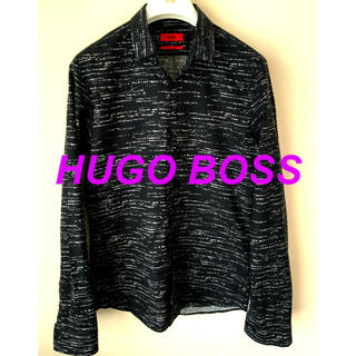 ヒューゴボス(HUGO BOSS)のHUGO BOSS ヒューゴボス ドレスシャツ 柄シャツ 黒(シャツ)