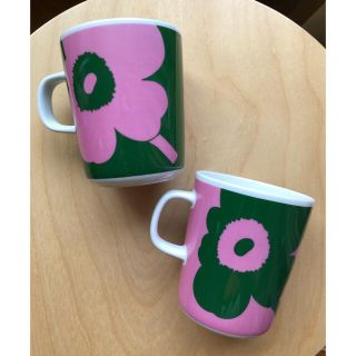 マリメッコ(marimekko)の限定 マリメッコ Juhla Unikko ウニッコ マグ ピンク グリーン(グラス/カップ)