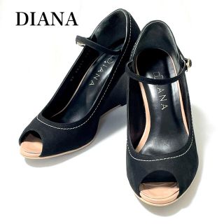 ダイアナ(DIANA)の【超美品❗️】DIANA ヌバック　オープントゥ　ウェッジヒール　23.5(ハイヒール/パンプス)