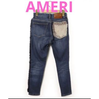 AMERI  加工スキニーデニムパンツ　ネイビー