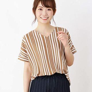 サンカンシオン(3can4on)のTシャツ / ストライプ / ベージュ(Tシャツ(半袖/袖なし))