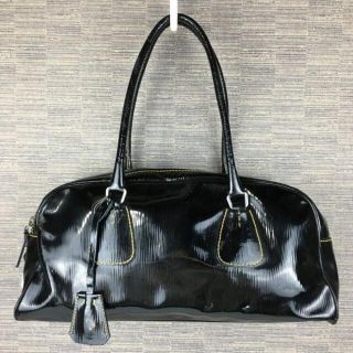 PRADA/プラダ　肩掛け/ミニボストンバッグ　黒/ブラック　エナメル加工(ボストンバッグ)