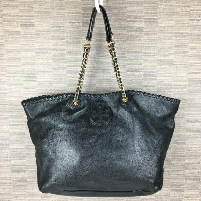 TORY BURCH/トリーバーチ　レザー　トートバッグ　黒　持ち手チェーン