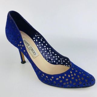 ジミーチュウ(JIMMY CHOO)の良品★JIMMY CHOO★スエードレザーパンチングパンプス(35 1/2)(ハイヒール/パンプス)