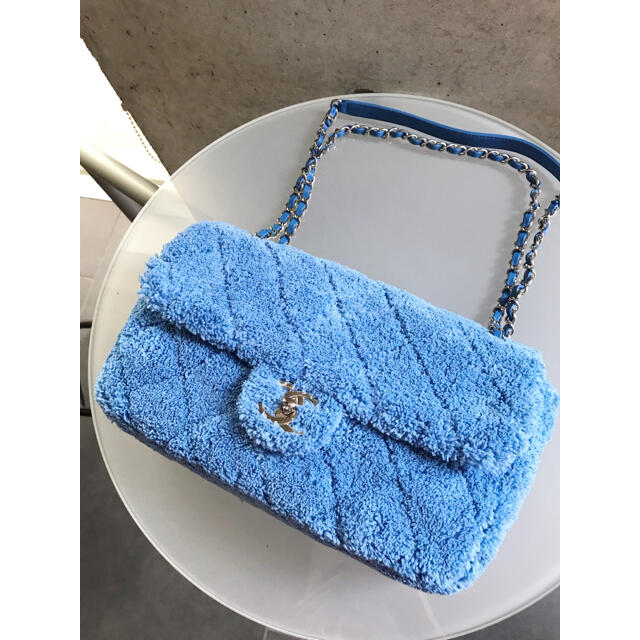 CHANEL(シャネル)のCHANEL シャネル ミックスファイバー フラップ チェーンショルダー ブルー レディースのバッグ(ショルダーバッグ)の商品写真