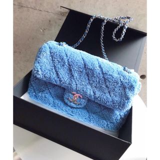 シャネル(CHANEL)のCHANEL シャネル ミックスファイバー フラップ チェーンショルダー ブルー(ショルダーバッグ)