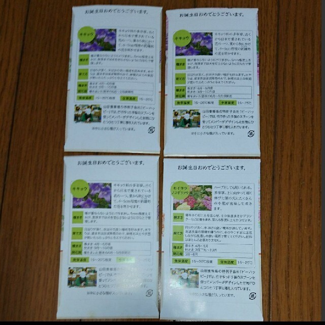 山田養蜂場 花の種 4セット キキョウ セイヨウノコギリソウ ハンドメイドのフラワー/ガーデン(その他)の商品写真