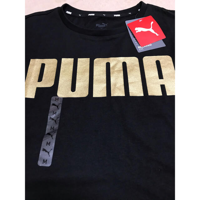 PUMA(プーマ)のプーマ PUMA Tシャツ ゴールドロゴ ブラック レディースM 新品 レディースのトップス(Tシャツ(半袖/袖なし))の商品写真