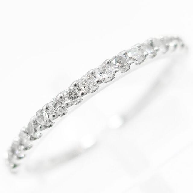 美品 K18WG ハーフエタニティ ダイヤ リング　ダイヤモンド 指輪