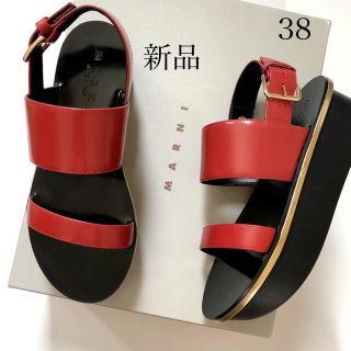 マルニ(Marni)の新品/38 MARNI マルニ プラットホーム サンダル レッド(サンダル)