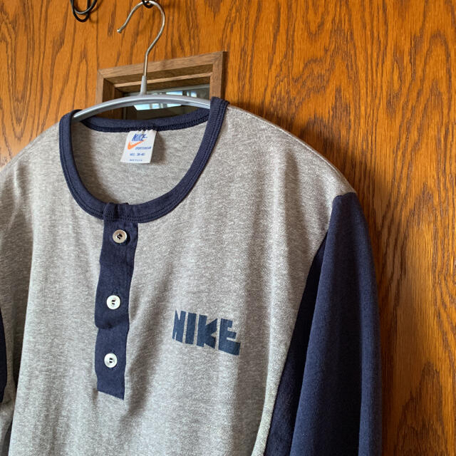 希少 オレンジタグ ナイキ NIKE 70s ヴィンテージ 7分袖TシャツネックVネック