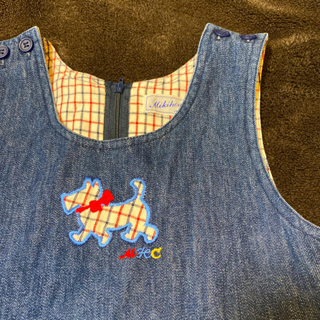 mikihouse(ミキハウス)のレトロ ミキハウス 130 デニム ワンピース キッズ/ベビー/マタニティのキッズ服女の子用(90cm~)(ワンピース)の商品写真