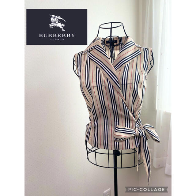 BURBERRY(バーバリー)のバーバリーロンドン　ストライプブラウス　レア品 レディースのトップス(シャツ/ブラウス(半袖/袖なし))の商品写真