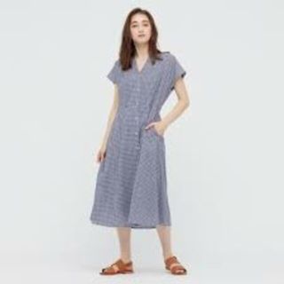 ユニクロ(UNIQLO)の【★ほぼ未使用★】ギンガムチェックワンピース(ユニクロ)(ひざ丈ワンピース)