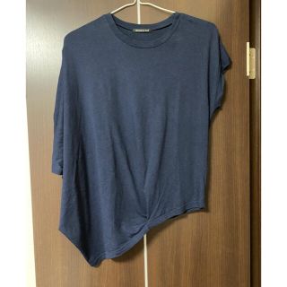 mizuiroind  アシンメトリー 変形 Tシャツ カットソー ネイビー(Tシャツ(半袖/袖なし))