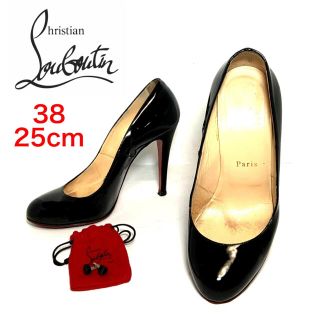 クリスチャンルブタン(Christian Louboutin)の★大人気★ルブタン　パンプス　パテント　エナメル　ブラック　38  25cm(ハイヒール/パンプス)