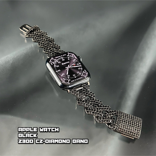 アップルウォッチ(Apple Watch)のz300モデル　CZブラックダイヤモンドベルト　アップルウォッチ用(腕時計)