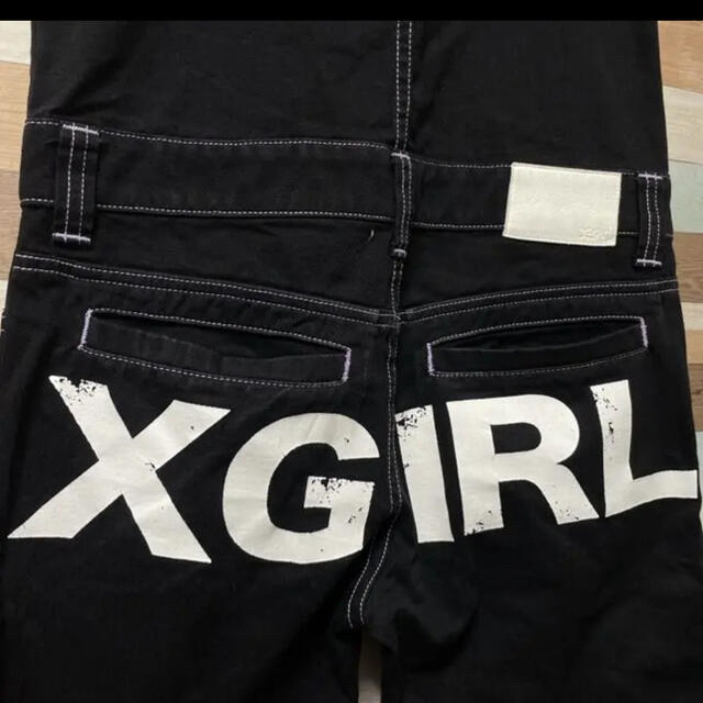 X-girl(エックスガール)の【Xgirl】ビックロゴ♪紫ステッチサロペット♪ レディースのパンツ(サロペット/オーバーオール)の商品写真