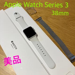 アップルウォッチ(Apple Watch)の美品！Apple Watch Series 3 38mm シルバー(腕時計(デジタル))