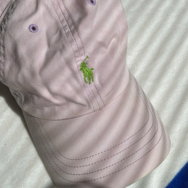 POLO RALPH LAUREN(ポロラルフローレン)のPolo キャップ 珍しい 薄 ピンク × 黄緑 薄 グリーン ヴィンテージ レディースの帽子(キャップ)の商品写真