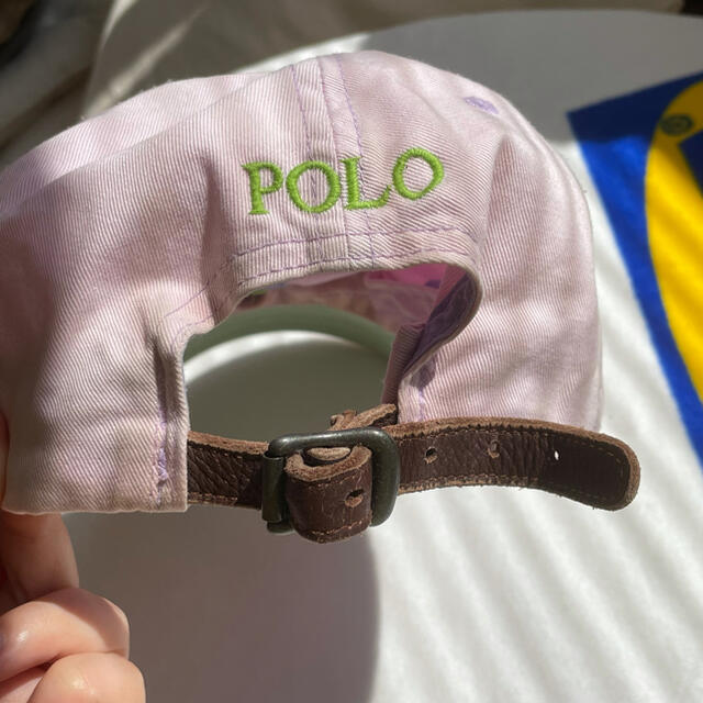 POLO RALPH LAUREN(ポロラルフローレン)のPolo キャップ 珍しい 薄 ピンク × 黄緑 薄 グリーン ヴィンテージ レディースの帽子(キャップ)の商品写真