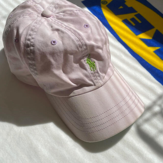 POLO RALPH LAUREN(ポロラルフローレン)のPolo キャップ 珍しい 薄 ピンク × 黄緑 薄 グリーン ヴィンテージ レディースの帽子(キャップ)の商品写真