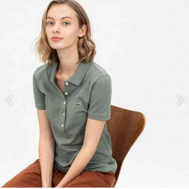 LACOSTE(ラコステ)のラコステ🐊スリムフィット　ポロシャツ　カーキ レディースのトップス(ポロシャツ)の商品写真