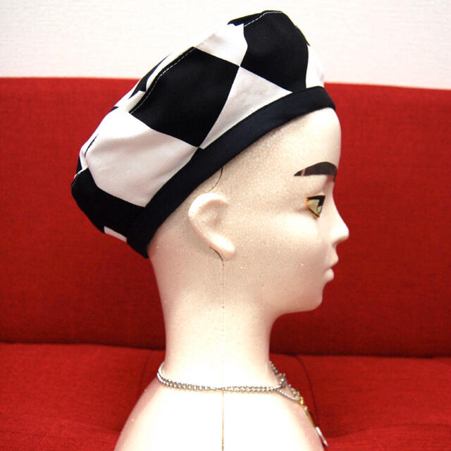 チェッカーフラッグ  コットンベレー帽:市松模様 レディースの帽子(ハンチング/ベレー帽)の商品写真