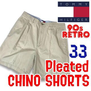 トミーヒルフィガー(TOMMY HILFIGER)の90s トミー ヒルフィガー ツータック チノショーツ 33 ベージュ (ショートパンツ)