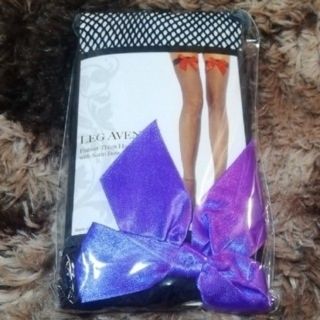 レッグアベニュー(Leg Avenue)のLeg Avenue 　リボン紫　ニーハイ　網タイツ　コスプレ(ソックス)