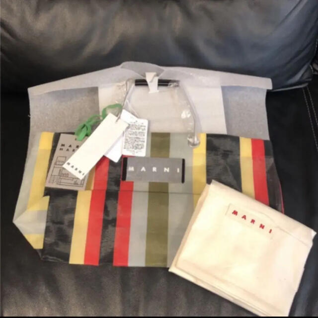 Marni - マルニ フラワーカフェ ストライプバックミニ イノックスグレー