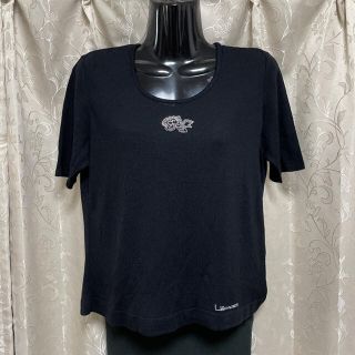 レオナール(LEONARD)の【美品】LEONARD カシミヤ　ラインストーン装飾　トップス　L(カットソー(半袖/袖なし))