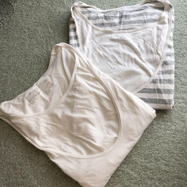 MUJI (無印良品)(ムジルシリョウヒン)の無印良品　授乳Tシャツ　M〜Lサイズ　2枚セット キッズ/ベビー/マタニティのマタニティ(マタニティトップス)の商品写真