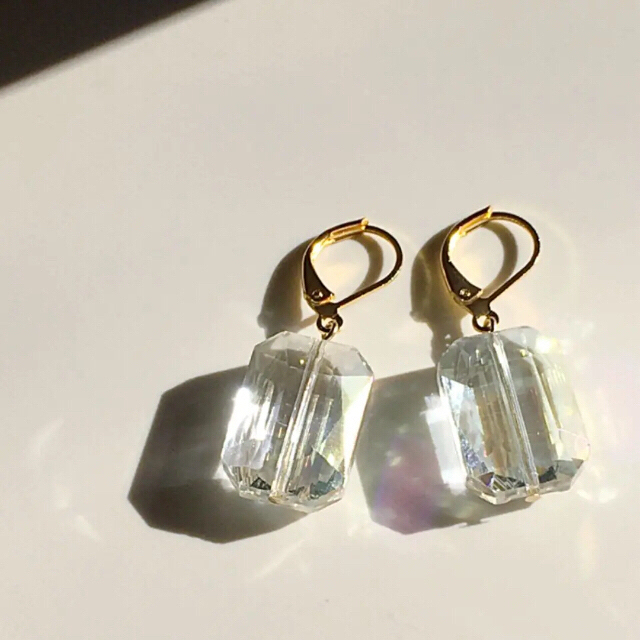 上品なスタイル ZARA 一粒ビジュー 長方形 クリア ピアス イヤリング ヴィンテージ 水晶風 015 - ピアス 上品なスタイル ZARA 一粒ビジュー 長方形 クリア ピアス イヤリング ヴィンテージ 水晶風 015 - ピアス
