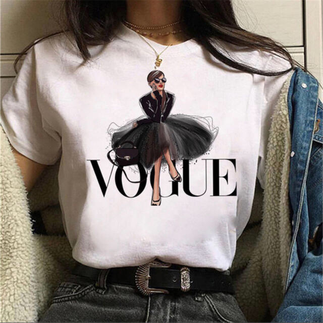 Tシャツ 半袖 ロゴT VOGUE 海外ファッション 韓国服 レディース M レディースのトップス(Tシャツ(半袖/袖なし))の商品写真