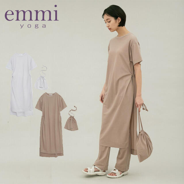 新品 emmi エミ ギャザー Tシャツ ワンピース