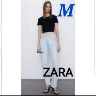 ザラ(ZARA)のZARA  (M　黒)　クロップド丈Tシャツ  (Tシャツ(半袖/袖なし))