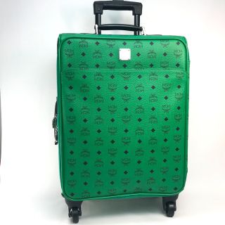 美品 希少品 MCM キャリーバッグ トロリーケース レザー グリーン　882