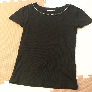 マジェスティックレゴン(MAJESTIC LEGON)のMAJESTIC LEGON パールTシャツ　ブラック(Tシャツ(半袖/袖なし))