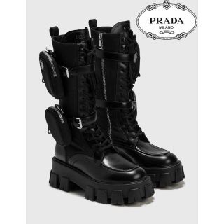 プラダ(PRADA)のPRADA  ミニバッグ ブラッシュ レザーブーツ(ブーツ)