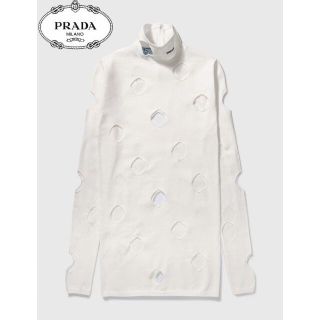 プラダ(PRADA)のPRADA オープンワーク ビスコース タートルネック セーター(ニット/セーター)