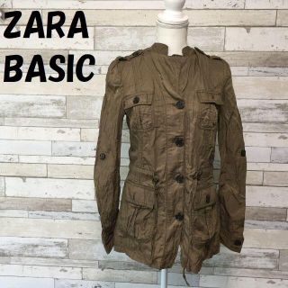 ザラ(ZARA)の【人気】ザラ ベーシック ミリタリージャケット ブラウン サイズS レディース(ミリタリージャケット)