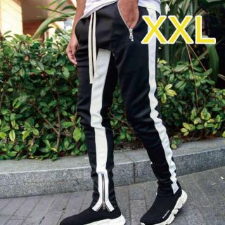 ラインパンツ ジョガー メンズ スウェット 黒 ブラック XXL スウェット(その他)