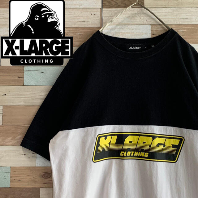XLARGE - XLARGE エクストララージ 黒×白 オーバーサイズTシャツ 切替 ...