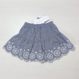 【新品未使用】スカート 95cm インナーパンツ付き 女の子 花柄 刺繍(スカート)